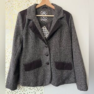 Dollhouse Women's Brown Tweed & Suede Herringbone Blazer size Large